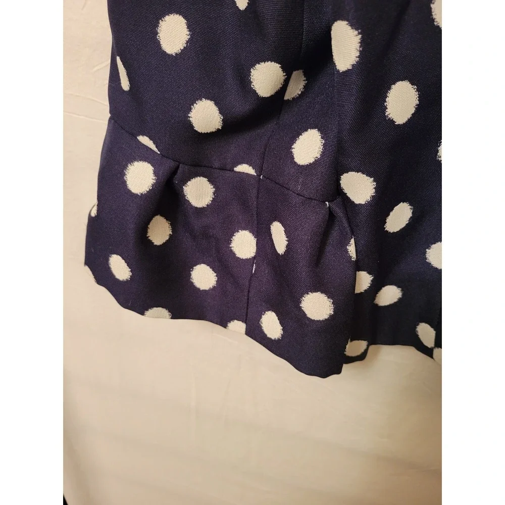 Anne Klein Sz Large Jacket Cropped Polka Dot Navy/White Ruffle 3/4 Sleeve NWT E3 - Picture 10 of 14